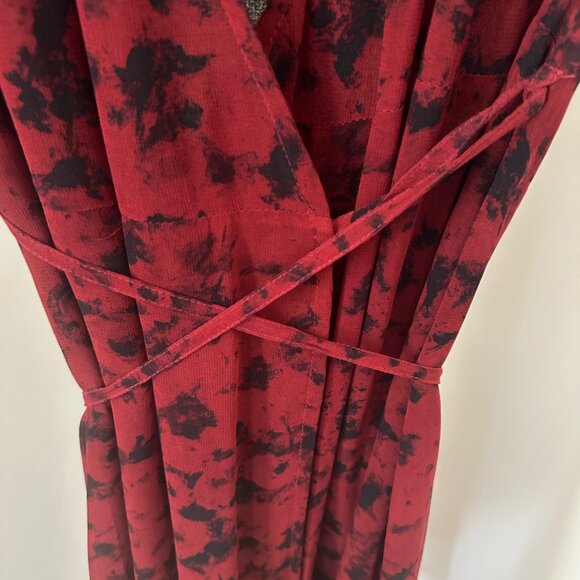 GANNI Light Georgette Wrap Midi Dress in Syrah (Red-Black Floral Print) - Picture 9 of 11